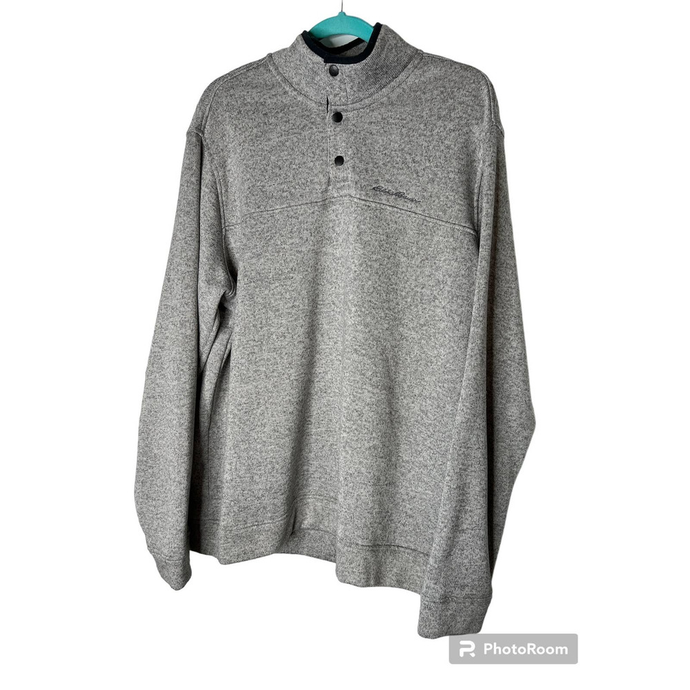 Eddie Bauer Men's Radiator Fleece Snap Mock Pullover Size XXL in Gray